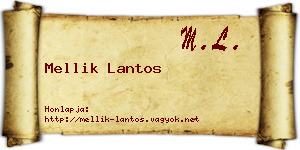 Mellik Lantos névjegykártya